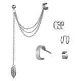 Set of ear cuffs, gold/silver, 5 pcs