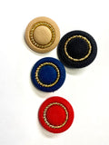 Buttons made of plastic with imitation of knitwear and gold stitching, for outerwear: raincoats, jackets, coats, as well as cardigans, jackets and other garments. Price for 1 piece