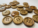 Handmade wooden buttons for 4 holes for clothes, needlework, scrapbooking. Set 4 pieces