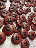 Burgundy plastic buttons for sewing cardigans/jackets/coats with 4 holes. Price for 1 piece
