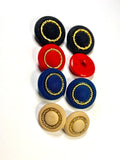 Buttons made of plastic with imitation of knitwear and gold stitching, for outerwear: raincoats, jackets, coats, as well as cardigans, jackets and other garments. Price for 1 piece