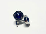 Embossed metal men's cufflinks with a crystal in silver/gold.