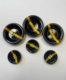 Suit, black buttons with a yellow stripe, on a coat, for 4 punctures. Set 4 pieces