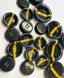 Suit, black buttons with a yellow stripe, on a coat, for 4 punctures. Set 4 pieces