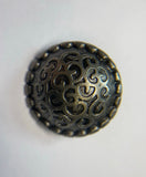 Buttons made of metal with ornate floral motifs, convex shape, fastening on the stem, 28mm. Set 2 pieces