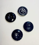 Multifaceted black buttons made of polyester 28mm for jackets, coats. Set 2 pieces