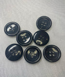 Dark gray 4-hole buttons for a suit, knitted suit, sweater, 20mm. Set 4 pieces
