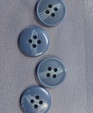 Decorative blue polyester buttons with white stripes for dresses/blouses/jumpers, 15mm. Set of 6 pieces