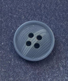 Decorative blue polyester buttons with white stripes for dresses/blouses/jumpers, 15mm. Set of 6 pieces