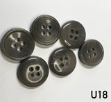 Buttons glossy, flat, round, 15mm and 20mm in diameter, 4 holes. Sewing, needlework, creativity, decoration, scrapbooking, mosaic, toys for children. Set 4 pieces