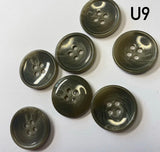 Buttons glossy, flat, round, 15mm and 20mm in diameter, 4 holes. Sewing, needlework, creativity, decoration, scrapbooking, mosaic, toys for children. Set 4 pieces