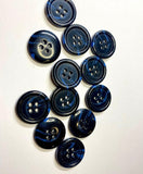 Black and blue buttons with 4 holes for jackets / jackets, trousers, 20mm. Set 4 pieces
