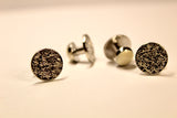 Elegant metal cufflinks with multicolored pearls