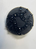 Buttons on the leg with inserted real glass rhinestones in black and white, buttons for clothing, needlework, scrapbooking. Price for 1 piece