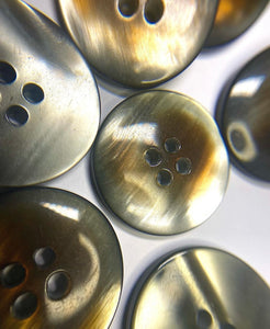 Decorative buttons made of polyester with mother-of-pearl imitation, 23mm, set of 4 pieces