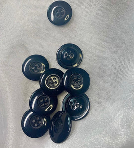 Black voluminous buttons for jackets, 25mm. Set 2 pieces