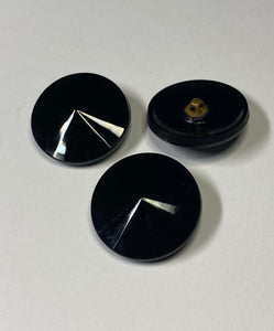 Black cone-shaped glass buttons on a leg for jackets, coats, jackets. Set 2 pieces