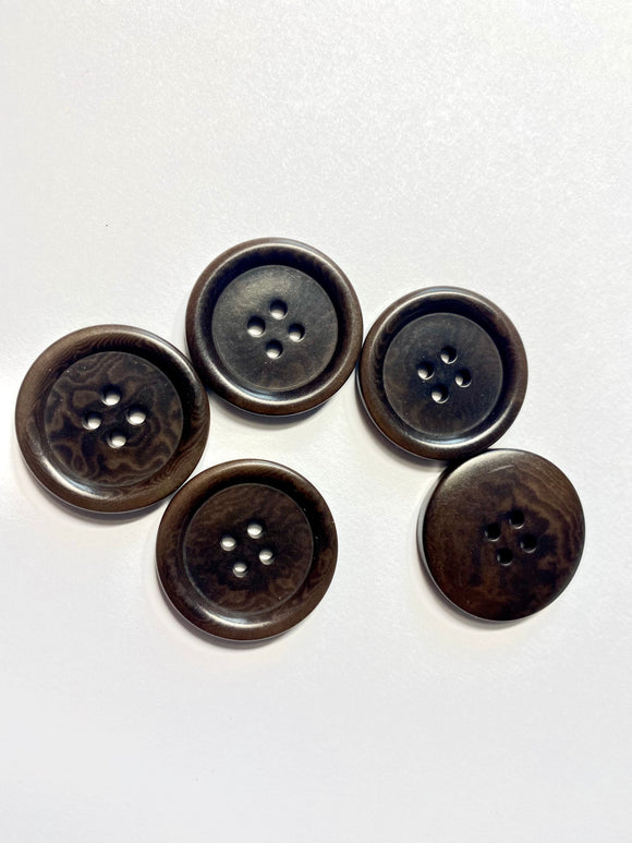 Dark brown natural buttons from 100% corozo/7 for jackets, coats, suits. Set 4 pieces