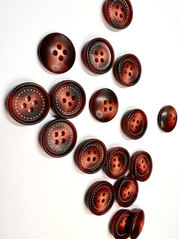 Clothing accessories, decorative plastic buttons with 4 holes for needlework and tailoring. Set 4 pieces